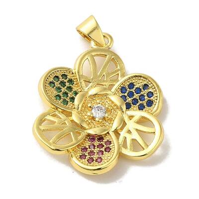 Brass Micro Pave Colorful Cubic Zirconia Pendants