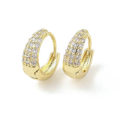Brass Micro Pave Clear Cubic Zirconia Hoop Earrings for Women