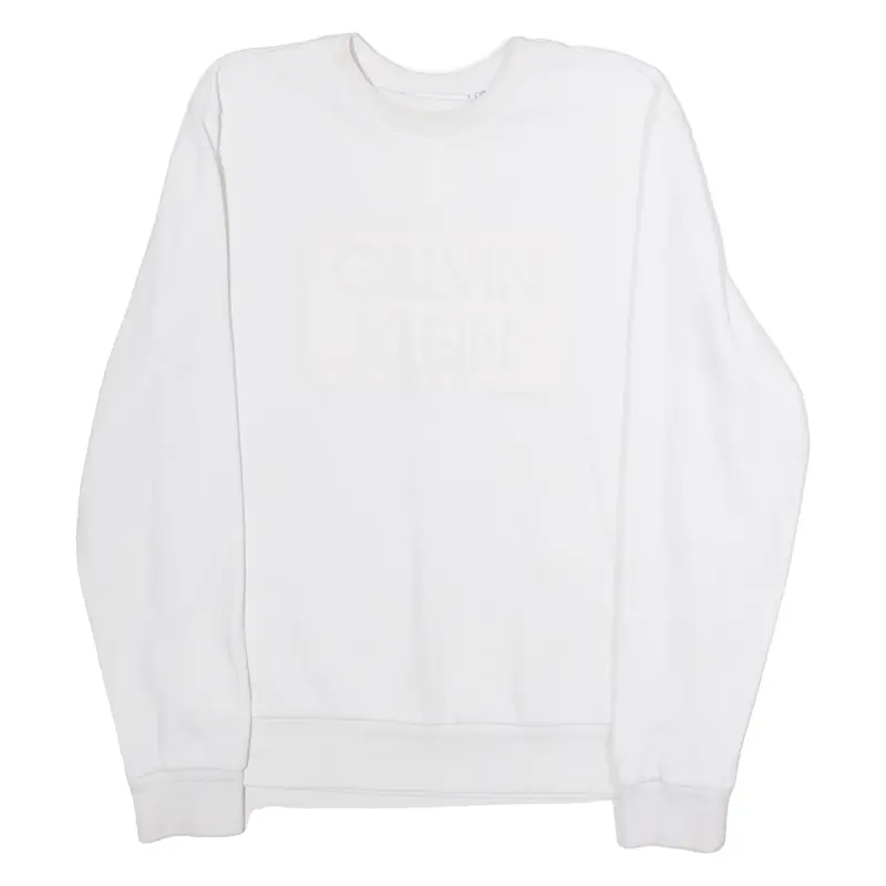 CALVIN KLEIN Mens Sweatshirt White Crew Neck L
