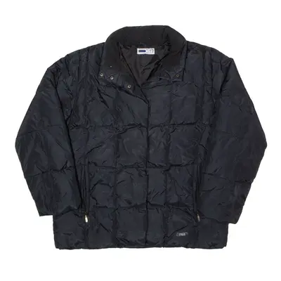 FILA Down Insulated Box Quilt Black Puffer Jacket L