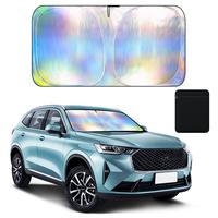 aokway Car Windshield Sun Shade Reflective Polyester Blocks Heat and Sun Flexible Highly Elastic Steel Wire Frame Double Thic...