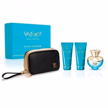 Versace Dylan Turquoise for Women Gift Set eau de toilette 100 ml, body lotion 100 ml, shower gel 100 ml and women's pouch
