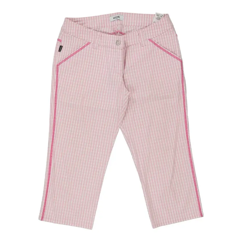 Moschino Jeans Checked Trousers - 31W UK 8 Pink Cotton | Size: UK 8