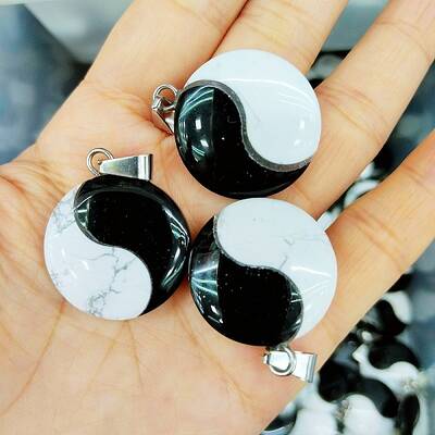 Natural Obsidian & Howlite Pendants