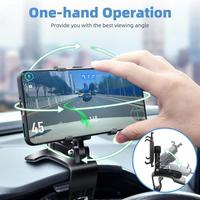 360 Degree Rotation Dashboard Car Phone Holder Multifunctional One Hand Operation Clip Design Compatible with 4-7 Inch Smartp...