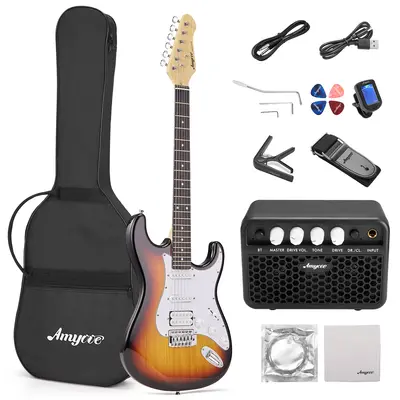 Garvee 39 Full Size Electric Guitar Starter Kit – HSS Durable Body – Amp, Bag, Capo, Strap, Strings, Tuner, Cable, Picks...