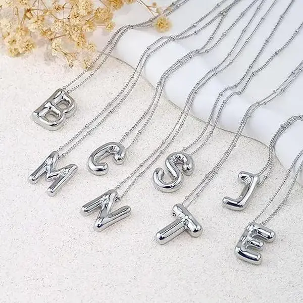 YSTT Letter Necklace Balloon Initial Necklaces for Women Girls Dainty Alphabet Pendant   Puffy Name Personalized Jewelry Gift...