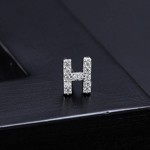 Platinum Brass Micro Pave Cubic Zirconia Stud Earrings