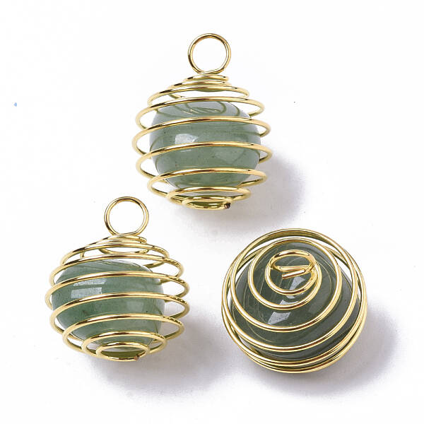 Iron Wrap-around Spiral Bead Cage Pendants