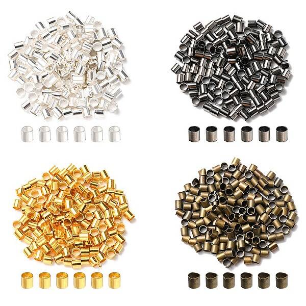 600Pcs 4 Colors Brass Crimp Beads