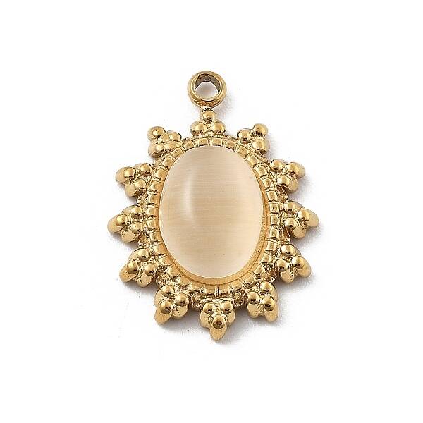 304 Stainless Steel Pave Natural Stone Pendants