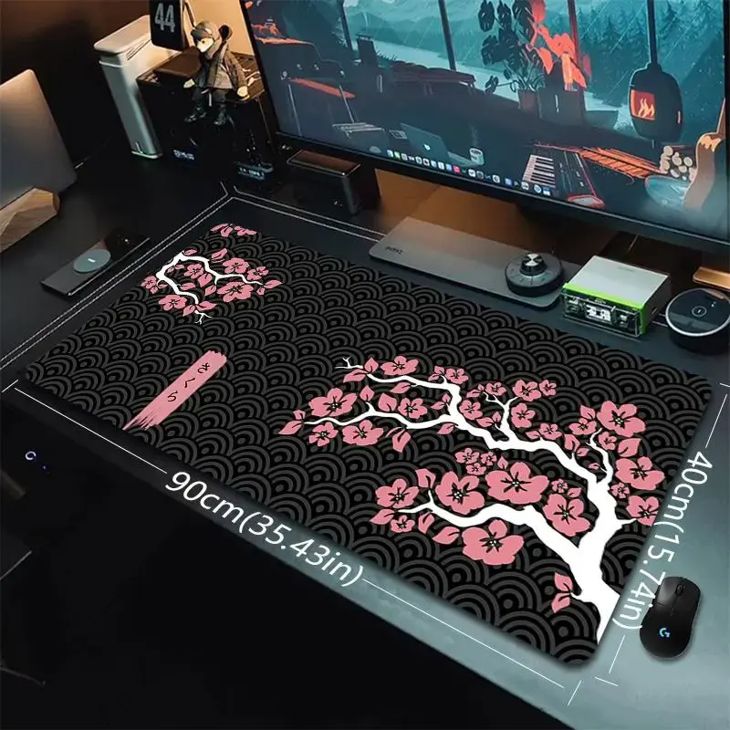 Creative Flower Sakura Pattern Extended Mouse Pad, 1 Count Rectangle Gaming Mouse Pad, Office Desk Keyboard Mat For Home Off...