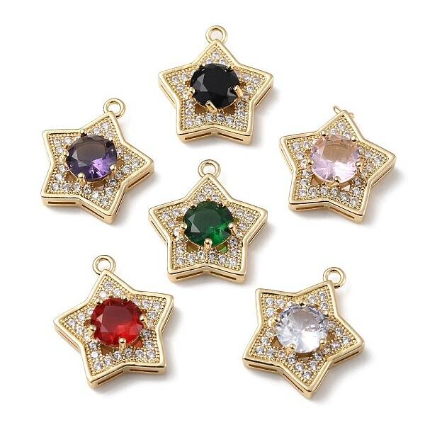 Brass with K9 Glass & Rhinestone Pendants