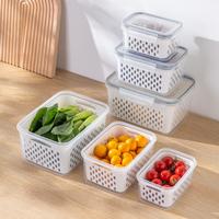 3 PCS Fruit Storage Containers for Fridge with Removable Colander, Airtight Food Storage Container, Dishwasher Safe Produce S...