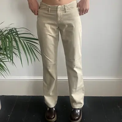 Unbranded Trousers - 28W UK 8 Beige Cotton