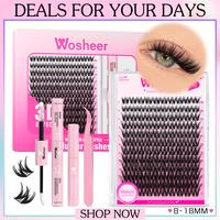 Wosheer Muggy Kit US STOCKING Cat Eye DIY Lash Cluster Kit Lash Bond&Seal Remover Lash Tweezer for DIY Eyelash Extension at H...