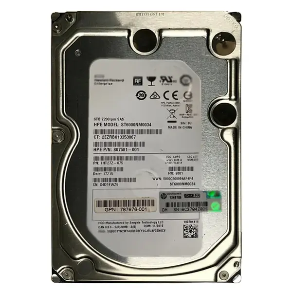 807581-001 HP 6TB 12Gb/s SAS 7200 3.5-inch 128MB Hard Drive
