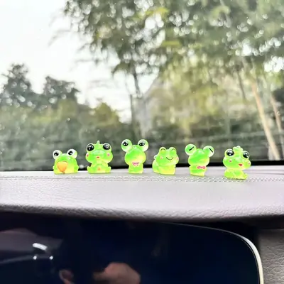 Luminous Frog Car Decoration, 6 Counts Cute Animal Design Car Ornament, Universal Car Interior Decoration