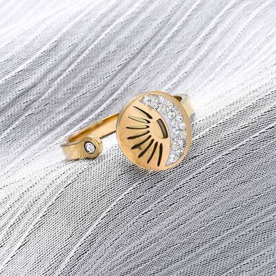 304 Stainless Steel with Rhinestone Cuff Rings