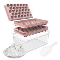 Ice Cube Trays with lid and Bin, 3 Pack Round Ice Cube Trays for Freezer, Compact Storage Ice Bucket Kits, Scoop for Baby Foo...