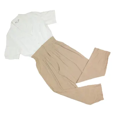 R J STEVENS Womens Jumpsuit Beige 90s Straight M