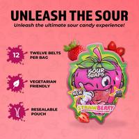 Sour Slaps 1-Pack Flavored Sour Candy Belts - Vegetarian, Fresh & Chewy, 8 Mouth Watering Flavors, Snack, Sweet Candies Bonbo...