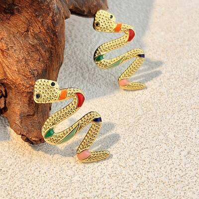 304 Stainless Steel Enamel Stud Earrings