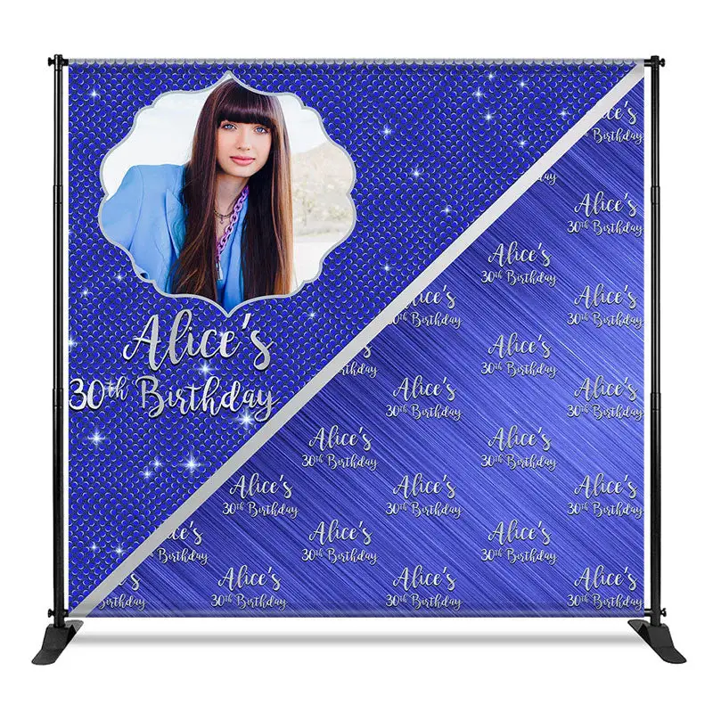 Aperturee Custom Royal Blue Step And Repeat Birthday Backdrop, 4X8FT(1.2X2.5M), 42 USD, step and repeat backdrops, CF1_DZHD0Y...