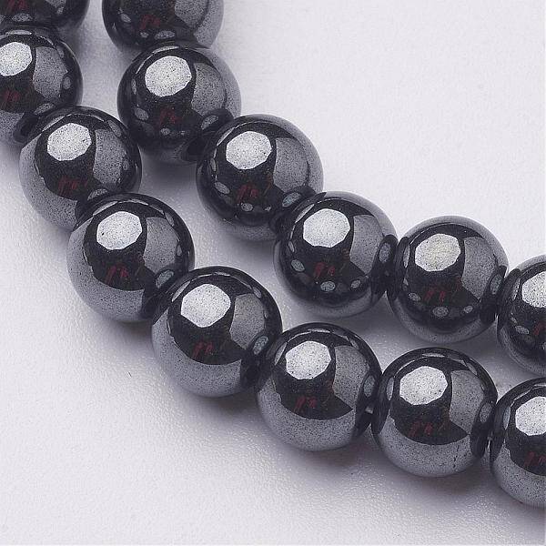 6MM Black AAA Grade Round Non-Magnetic Synthetic Hematite Beads Strands