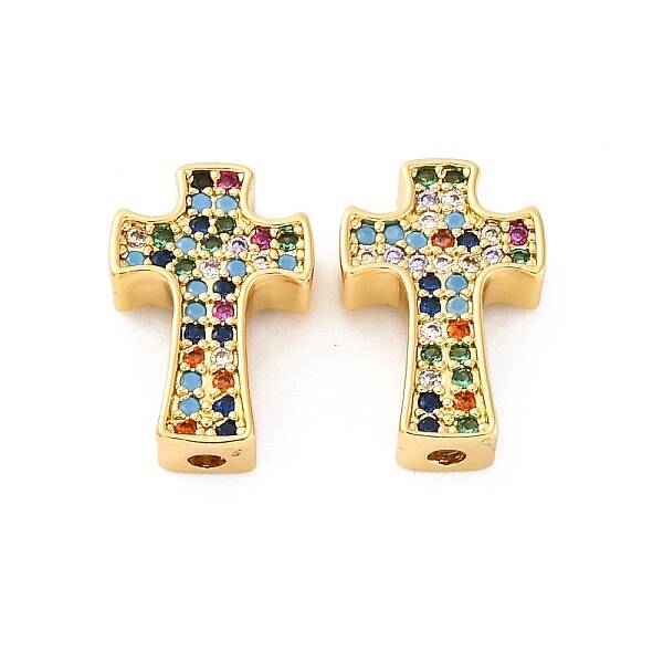 Brass Micro Pave Cubic Zirconia Beads