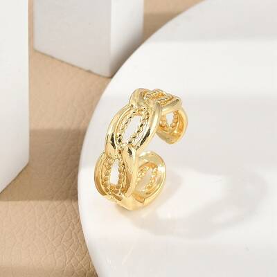 Rack Plating Brass Cuff Rings for Women