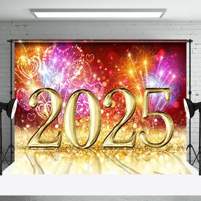Aperturee Glorious 2025 Shiny Display Celebrating New Year Backdrop - Aperturee