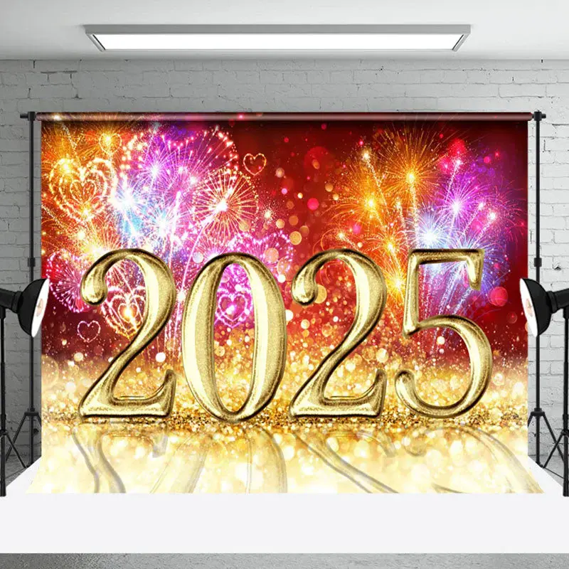 Aperturee Glorious 2025 Shiny Display Celebrating New Year Backdrop - Aperturee