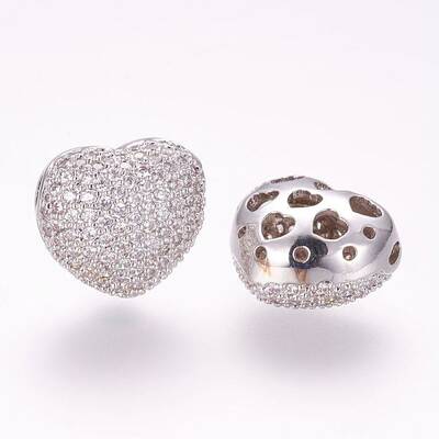 Brass Micro Pave Cubic Zirconia Beads
