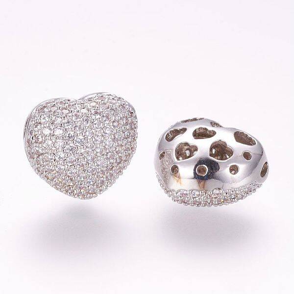 Brass Micro Pave Cubic Zirconia Beads