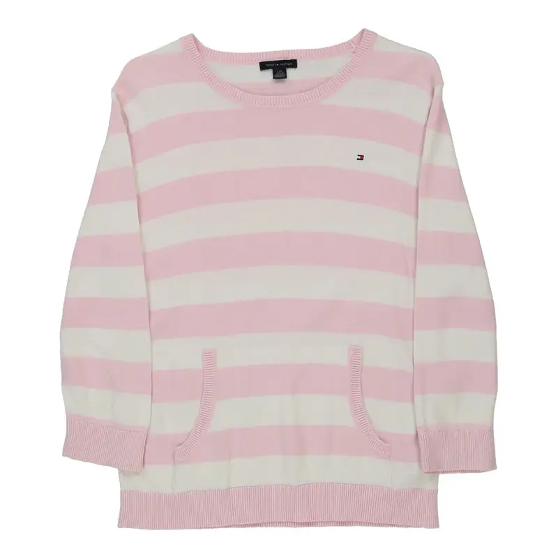 Age 14-16 Tommy Hilfiger Striped Jumper - Large Pink Cotton
