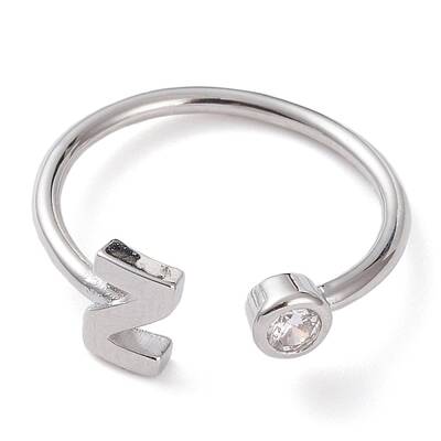Brass Micro Pave Clear Cubic Zirconia Cuff Rings