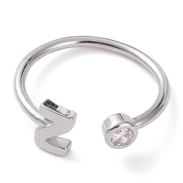 Brass Micro Pave Clear Cubic Zirconia Cuff Rings