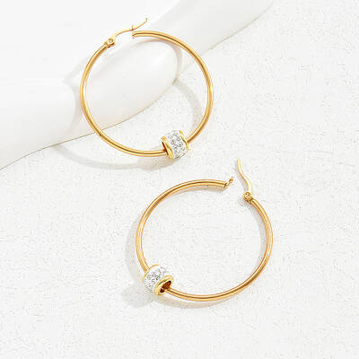 Elegant Geometric Stainless Steel Earrings with 18K Gold Plating for Women