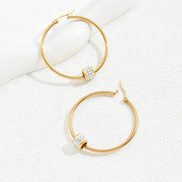 Elegant Geometric Stainless Steel Earrings with 18K Gold Plating for Women