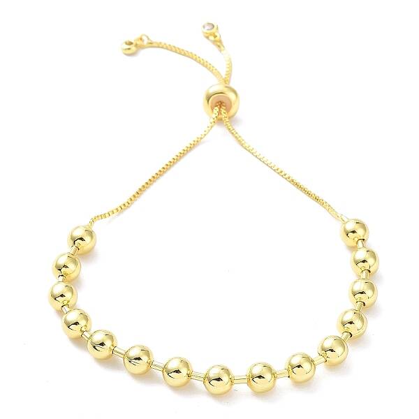 Long-Lasting Plated Brass Round Bead Slider Beacelets for Women Men