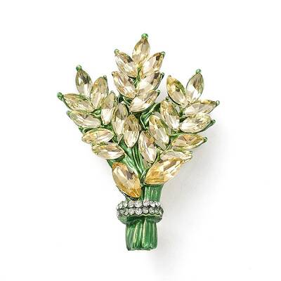 Rhinestone Wheat Brooch Pin
