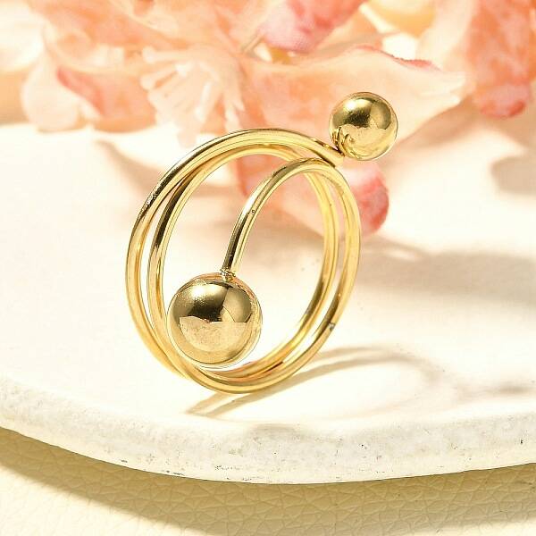 304 Stainless Steel Round Ball Finger Rings for Women