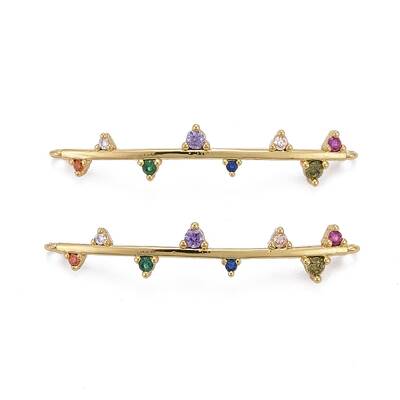 Brass Micro Pave Colorful Cubic Zirconia Links Connectors