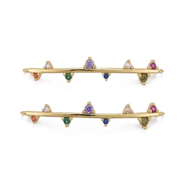 Brass Micro Pave Colorful Cubic Zirconia Links Connectors
