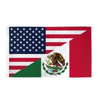Mexico United States Friendship Flag 3x5 Feet - Vivid Colors - Fade Resistant - Two Metal Grommets Banners