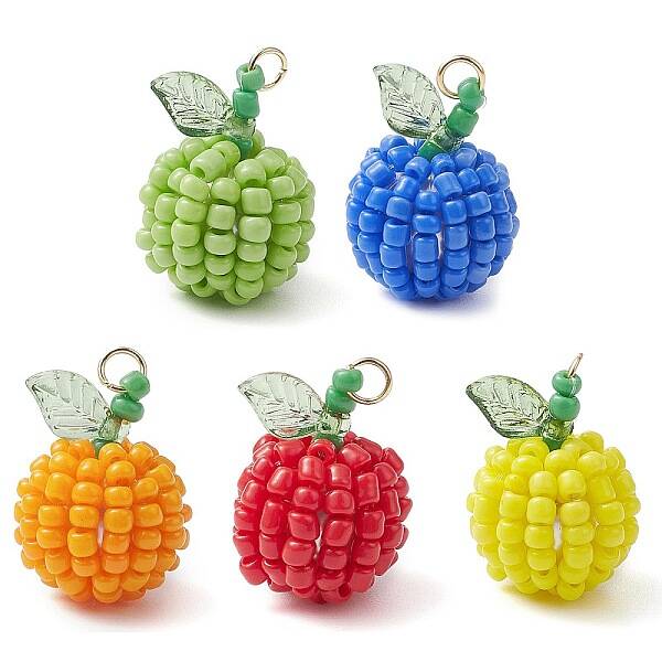 5Pcs 5 Colors Handmade Seed Beads Pendants