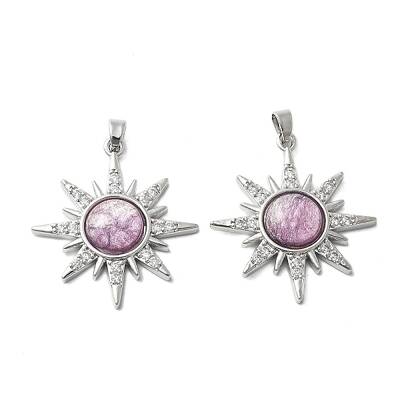 Brass Micro Pave Cubic Zirconia with Resin Pendants