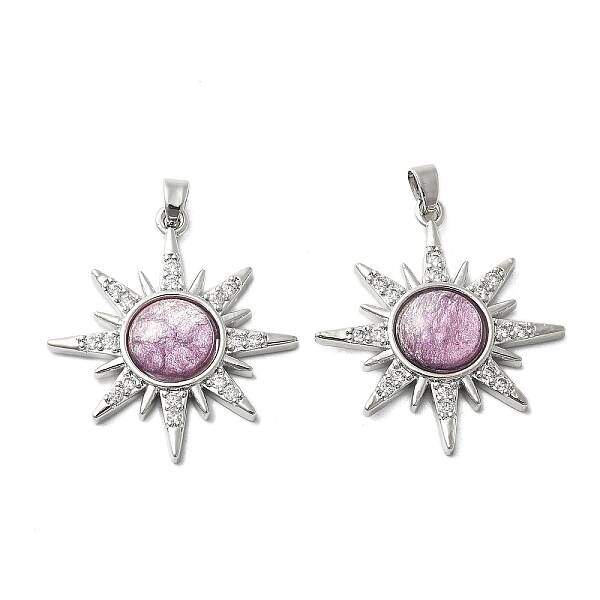 Brass Micro Pave Cubic Zirconia with Resin Pendants