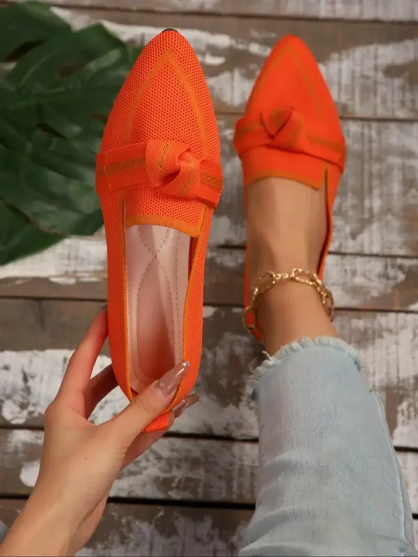 Women's Fashionable Bowknot Design Slip on Salsa Dance Shoes, Casual Comfortable Breathable Flat Shoes for Daily Wear, Lightw...